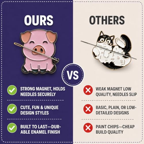 The Quilted Bear Magnetic Needle Minder, Small, Pig - color: Pig