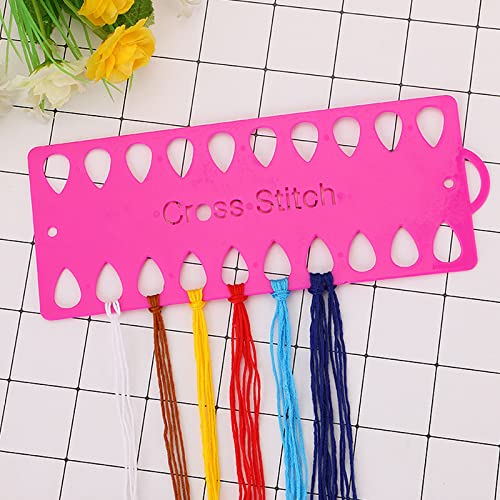 12Pcs Embroidery Floss Organizer,Cross Stitch Thread Holder Storage Tool,6Color Plastic Floss Bobbin, Plastic Sewing Thread Winding Plate Board Card (Multicolor)
