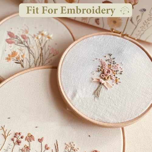 Rindion 100% Cotton Fabric, 63 in x 1.3 Yard Unbleached Muslin Fabric, Medium Weight Linen Fabric by The Yard for Sewing Embroidery, Garments, Arts and Crafts