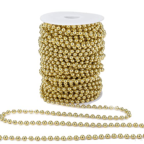 6mm Crafts Faux Pearl Beads Garland Pearl Bead Roll Strand of Pearls to Decorate Floral Centerpieces Wedding Party Favor Christmas Tree(82 Feet Gold) - color: Gold, size: 6 mm