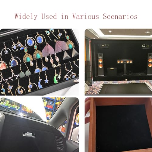 Self Adhesive Plush Velvet Fabric Sheets Velvet Flock Paper Roll Soft Flocking Fabric for Jewelry Box Felt Liner Furniture DIY Arts and Crafts 14 x 98 Inches - color: Black, size: 98"L x 14"W