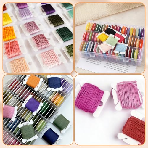 Embroidery Floss Organizer Set, 24 Grids, 200 Bobbins & Thread Winder