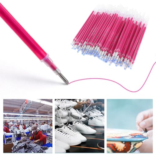 Fayelume 100PCS Heat Erasable Pens, Red High Temperature Disappearing Ink Pen, Leather Garment Scribing Fabric Pens, Temporary Marking Tailor's Tool for Garments