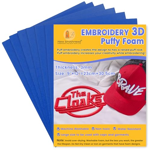 New brothread 6PCS Embroidery Puffy Foam 3MM - Navy Blue - color: 6×navy blue