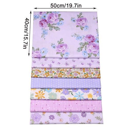 Purple Cotton Fabric Bundles, 7 pcs Precuts 15.7" x 19.7" - color: Purple Garden