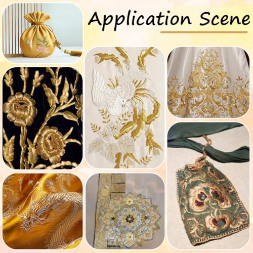 492.12 Yards Metallic Gold Embroidery Thread Nylon Cross Stitch Floss Decorative Friendship Bracelets 9 Ply Spool String for for Sewing Making Needlework Art Craft DIY Knitting Stitching