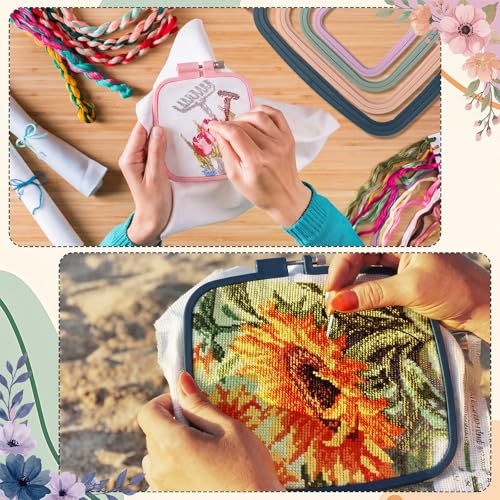 Tigeen 5 Pcs Embroidery Hoops, 5 Sizes ABS Plastic for Sewing, Square - style: Square