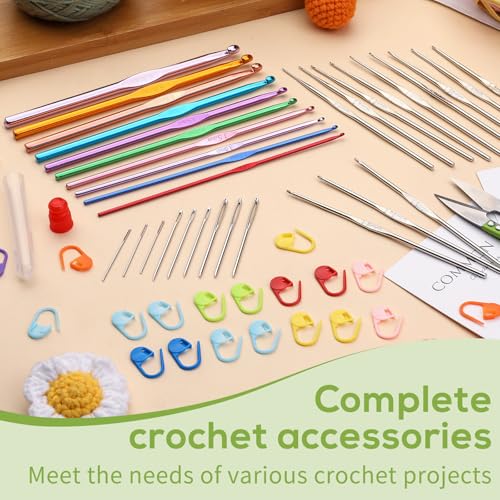 IMZAY 54 Pcs Crochet Hooks Set 0.6–6.5mm Ergonomic Crochet Needles Set - color: Transparent, size: 54 Pcs