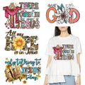 4 Packs God Iron on Transfer Stickers Jesus God Hope Heat Transfer Design Iron on Patches for T Shirt Christ Jesus Sunflower Pattern Iron on Vinyl Decals for Women Men Clothes Craft DIY Supplies - color: Jesus B