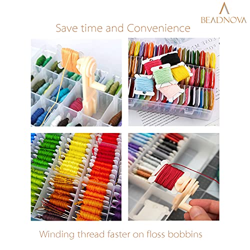 BEADNOVA Floss Bobbin Winder Embroidery Thread Floss Winder for Cross Stitch Thread Embroidery Crafting Sewing DIY