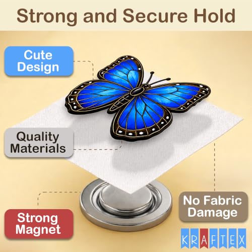 Kraftex Magnetic Needle Minder. Needleminder for Embroidery & Sewing. Cute Needlepoint Accessories. Magnetic Needle Holder for Cross Stitch. Cute Magnet Pin Gift - color: Butterfly