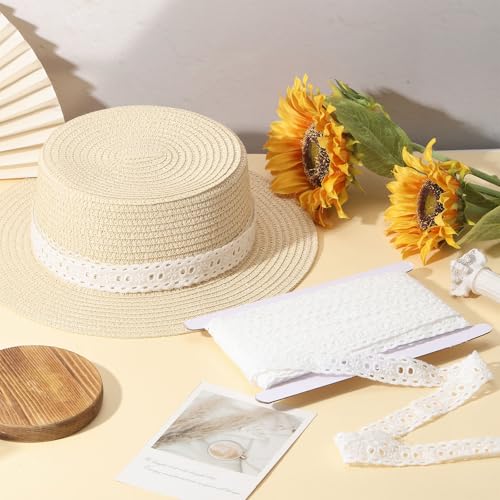 CHGCRAFT 16 Yards White Cotton Eyelet Lace Embroidery Ribbon Edge Floral Cotton Lace Ribbon Embroidery Lace Trim DIY Accessories for Sewing Clothes, 0.75 Inch Wide - size: 0.75 inch