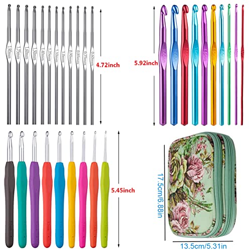 Weabetfu 102pcs Crochet Hooks Set Crochet Hook Kit with Case Ergonomic Crochet Needles for Arthritic Hands and Crochet Accessories Complete Crochet Set for Beginners & Experieced Crochet Lovers - color: Green