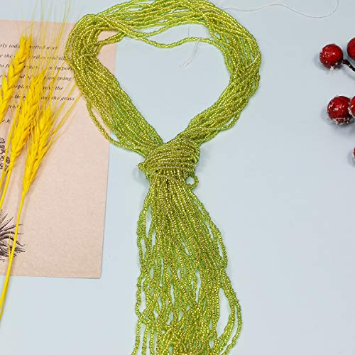 11/0 Glass Silver Lined Seed Beads Hanks (1 Hank 3 Meters) Total 3 String Hanks About 6000pcs, 9 Meters String Light Green Silver Lined Seed Beads (Light Green -Silver Lined) - color: Light Green -Silver Lined