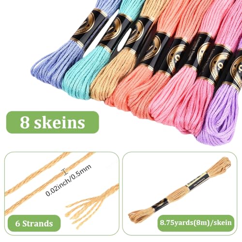 8 Skeins 6 Strands Colorful Embroidery Floss Variegated Cross Stitch Thread Needlepoint Gradient Friendship Bracelet String Yarn Threads Bulk for Sewing Bracelets Knitting Stitching Crafts - color: Colorful Thread, size: 70 Yards