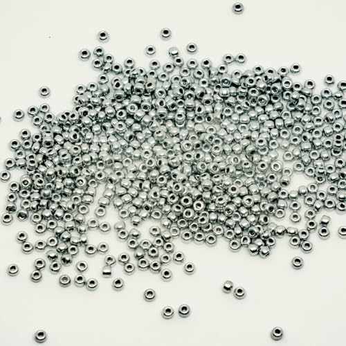 1800 pcs (0.7oz=20g) Preciosa Ornela Seed Beads 10/0 (2.3mm-0.8mm Hole), Rocailles for Embroidery, Bracelets, DIY and Other Craft, (01700) Semi Matte Silver - color: Silver Matte (01700)