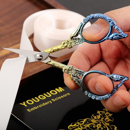 YOUGUOM Small Craft Scissors, Mini Sewing Embroidery Shears - color: Blue Golden