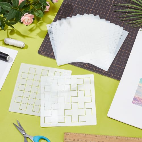 FREEBLOSS Sashiko Embroidery Stencils Sashiko Stencil Geometric Embroidery Patterns Stencils for Drawing Sashiko Template for Hand Quilting and Embroidery14x14cm - style: Geometric2