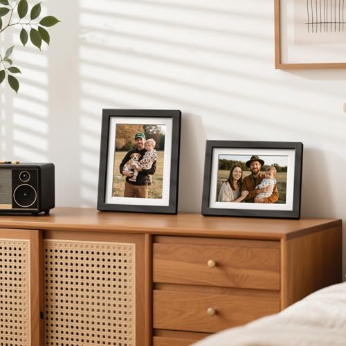 HappyHapi 5x7 Picture Frames Set of 10, Wall or Tabletop Display, Black - color: Black, size: 5x7 inch