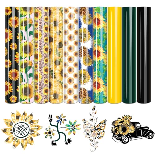 Tintnut Sunflower Heat Transfer Vinyl,10 Sheets 12×10in Iron on Vinyl - color: Sunflower sheets