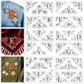 ORIGACH 4 Sheets Water Soluble Embroidery Patterns Stabilizers - Pre-Printed Letter & Flowers Designs - Stick & Stitch Embroidery Paper for Hand Sewing Lovers - color: Letter & Flowers