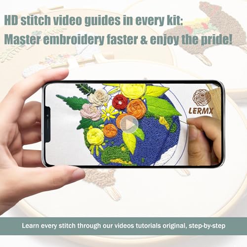 LX LERMX Embroidery Kits for Beginners, Adult Starter Cross Stitch Kit Needlepoint Complete DIY Kit with Unique Patterns, Hoop, Colorful Threads, Tools, Step by Step Instructions & Video Tutorial - color: Pattern 11 - 3PCS