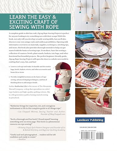 Zigzag Rope Sewing Projects: 16 Home Accessories to Make with a Simple Stitch (Landauer) Learn the Craft of Sewing with Rope - Create Durable and Decorative Bags, Bowls, Baskets, Trivets, and More