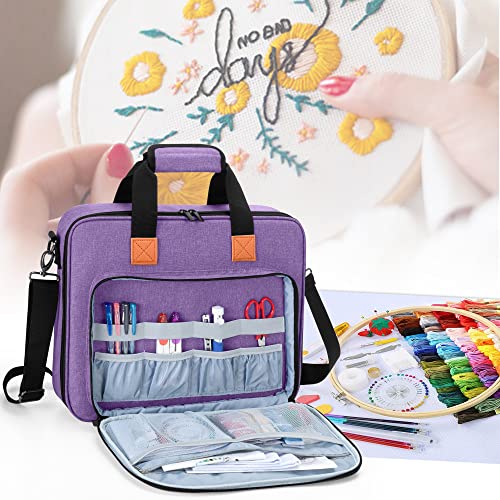 LUXJA Embroidery Project Bag, Embroidery Kits Storage Bag (Bag Only), Purple - color: Purple