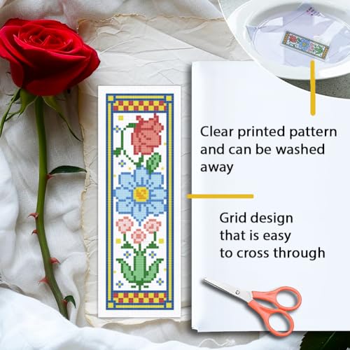 ORIGACH 6 Set Medieval Garden Flower Cross Stitch Bookmark Kit for Beginner - style: Medieval Garden Flower