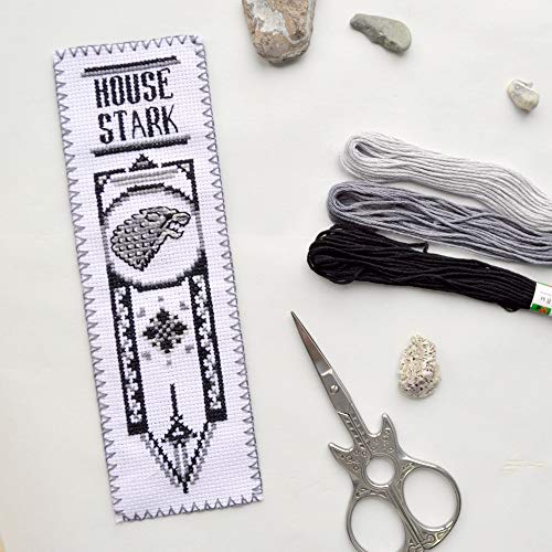 Personalized.Design Cross Stitch Kit House Stark - DIY Father's Day Gift - Hand Embroidery Bookmark with GoT Pattern - color: House Stark