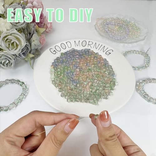 8mm Hand-Drawn Glass Beads Bulk 200pcs Yellow Green Round - color: Yellow&Green 8mm