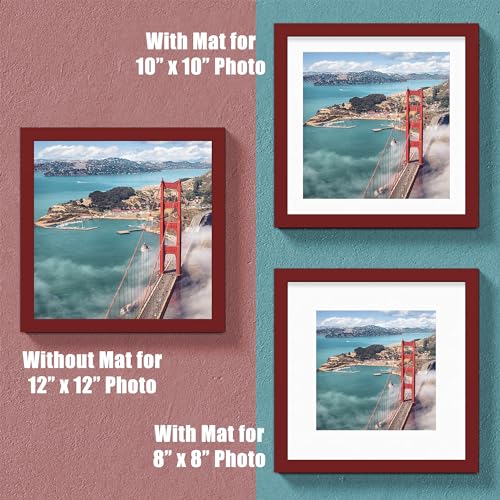 12x12 Wood Picture Frames for Wall Hanging or Tabletop,Diamond Painting Frame Baby Scan Picture Frames with 2 Mats Display 8x8 or 10x10 for Family Walls Decoration,Anniversary,Wedding,Christmas(Red) - color: Red, size: 12x12 inch