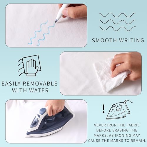 YISAN Washable Fabric Markers, Erasable Blue, 10 Pack