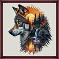 Funchey Counted Cross Stitch Kits for Adults Needlepoint Kits Unprinted Cross Stitching Embroidery Kit 11CT Cross Stitch Supplies-Abstract Wolf Scenery 18x18 inch - color: ArtsKit10