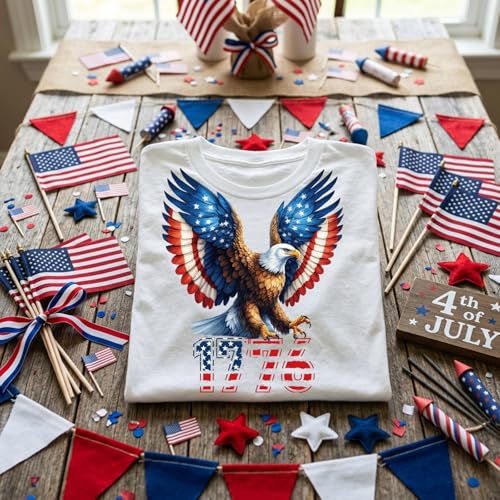 30Pcs Patriotic 4th of July Dtf Transfers Ready to Press Independence Day Iron on Transfers for Tshirts 250th Anniversary Transfer Vinyl Stickers for Clothing Pillows Bag DIY Crafts - color: 4th of July