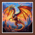 Dimensean Counted Cross Stitch Kit for Beginners, 11CT Unprinted Cross-Stitch Kit Easy Patterns Needlepoint Kit Cross Stitching Embroidery Kit Supplies-Castle Dragon 18x18 inch - color: ColornNEW25