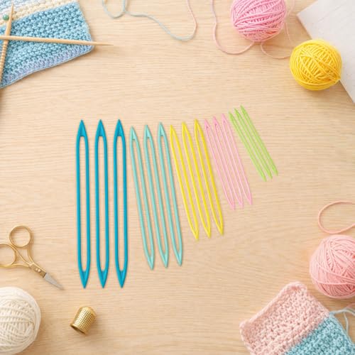15PCS Large Eye Plastic Yarn Needles for Knitting and Crochet, Flexible Tapestry Darning Needles for Weaving in Ends with Thick Bulky Yarn, Multicolor