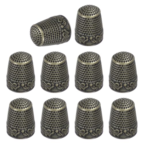 PATIKIL Sewing Thimble 10Pcs Metal Thimbles Hand Sewing Finger Copper Green - color: Copper Green