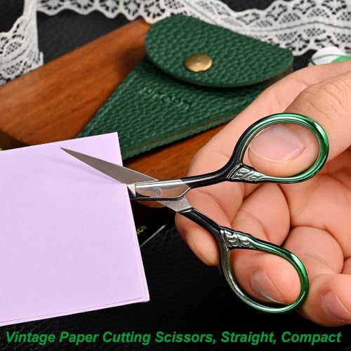 Small Sharp Scissors for Women Men Eyebrow Hair Beauty Grooming - color: Dark Green