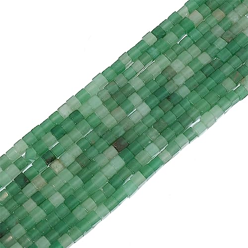 BEADIA Natural Green Aventurine Square Stone Beads 4x4mm 85pcs Cube Loose Semi Gemstone Beads for Jewelry Making Design - color: Green Aventurine
