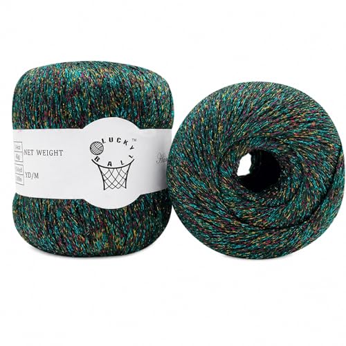 80g Sparkle Silver Lurex Thread Shining Yarn, Metallic Crochet Thread Yarn for Crocheting, Sparkle Metallic for Knitting Clothes, Car Charm, Keychain Charm(Jade) - color: Jade