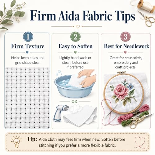 Aida Cloth 14 Count Cross Stitch Fabric Cross Stitch Aida Cloth for Embroidery and Needlework (Light Grey, 30 * 39inch) - color: Light Grey