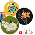 LX LERMX Embroidery Kits for Beginners, Adult Starter Cross Stitch Kit Needlepoint Complete DIY Kit with Unique Patterns, Hoop, Colorful Threads, Tools, Step by Step Instructions & Video Tutorial - color: Pattern 10 - 3PCS