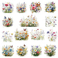 15 Pcs Wild Flower Iron on Decals Transfers, Floral Butterfly Heat Transfer Patches for T-Shirts, Spring DTF Heat Transfer Stickers for Clothes, Hats and Pillows DIY - style: Wild Flower