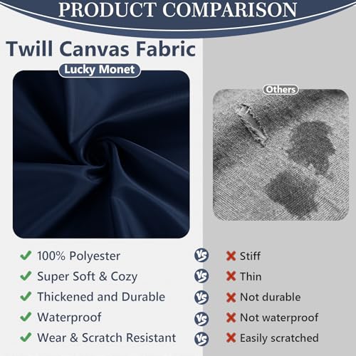 Thick Twill Fabric by The Yard, 58" W 0.75mm Polyester Twill Woven Lining Fabric Soft Excellent Luster Upholstery Fabric for Bags, Cushion, Chair, DIY Projects, 2 Yards Navy Blue - color: Navy Blue, size: Pre Cut - 2 Yards