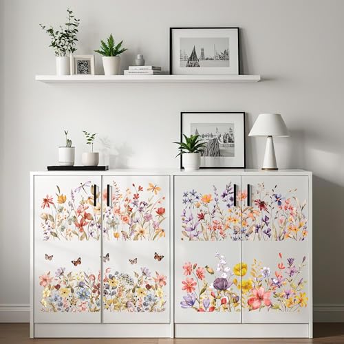 8 Pcs Boho Floral Rub-On Transfers for Furniture & Crafts - style: Boho Floral