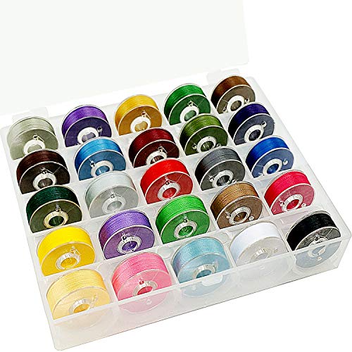 New brothread 25pcs Type L SA155 Prewound Bobbin Thread -Assorted Colors - color: 25pcs 60wt Assorted Colors