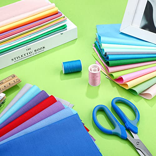 Tudomro 200 Pcs 10 x 10 Inch Solid Cotton Fabric Squares Bundle Fat Quarters Sewing Fabric Multicolor Precut Quilting Fabrics for Beginners DIY Sewing Patchwork Embroidery Craft