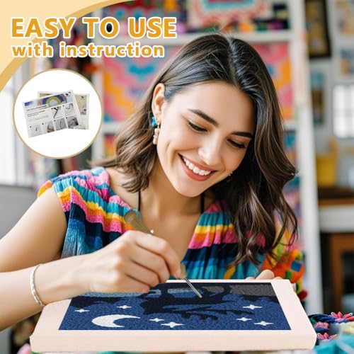 Doodlream Deer DIY Punch Needle Embroidery Kit for Adult Beginner, 9.4" Deer Punch Stitching Craft Set for Starter with Frame, Fabric Pattern, Threader, Yarn, Pinch Needle - color: Deer