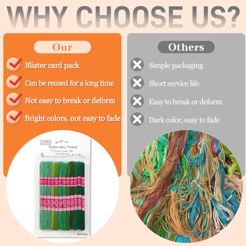 Embroidery Floss,12 Skeins Green Series Bracelet Embroidery Thread - color: Green Series